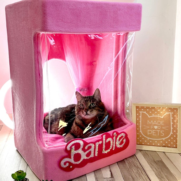 Barbie box cat house, Barbie Land doll house, Pink cat furniture, Big pet house, XXL cat house, Gift for pet, Small dog, Christmas gift idea