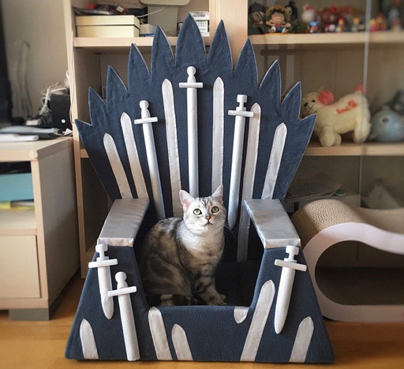 Cat bed Iron Throne, Cat furniture, big Gray Cat house, Gift idea for pet, Cat couch, Pet house, Bed for small dog, Cat cave,Teepee for cat image 6