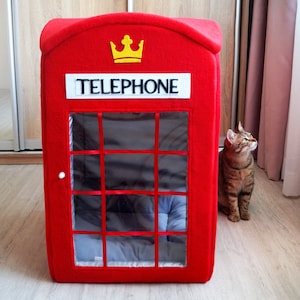 London telephone booth cat house, Red phone box cat furniture, Big pet house, XXL cat house, Gift for pet, Big dog house,Christmas gift idea