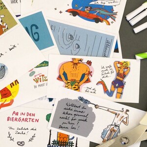 Set artigianale per biglietti d'amore, buoni per innamorati e amanti, illustrati con amore, buoni per l'artigianato, regalo per San Valentino