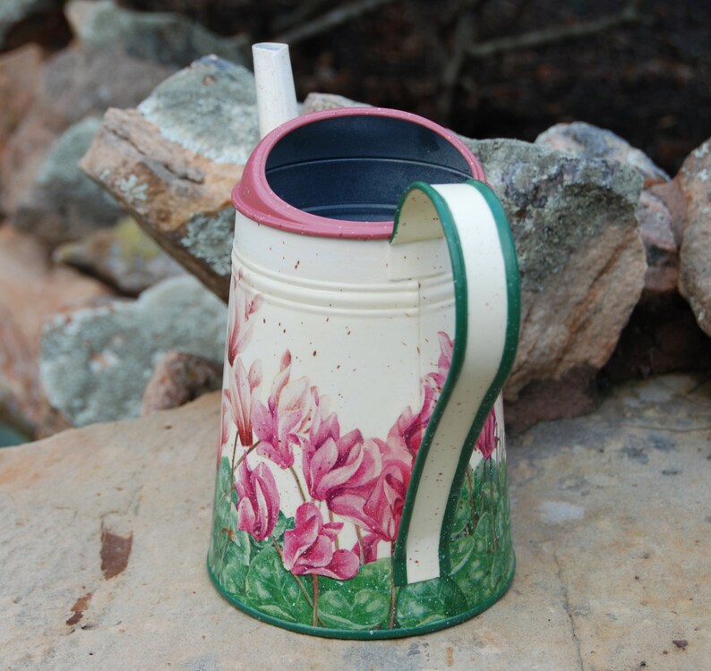 Galvanized Watering can metal jug cyclame flower vase Etsy