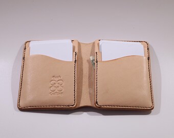 Natural sheep skin leather slim bifold wallet