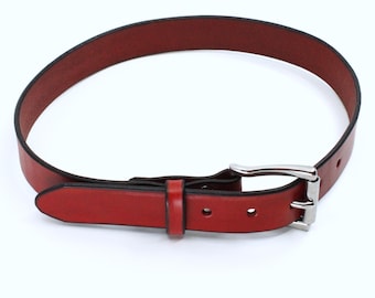 Handmade 1.5 inches wide Hermann Oak leather belt, full grain, stainless steel buckle