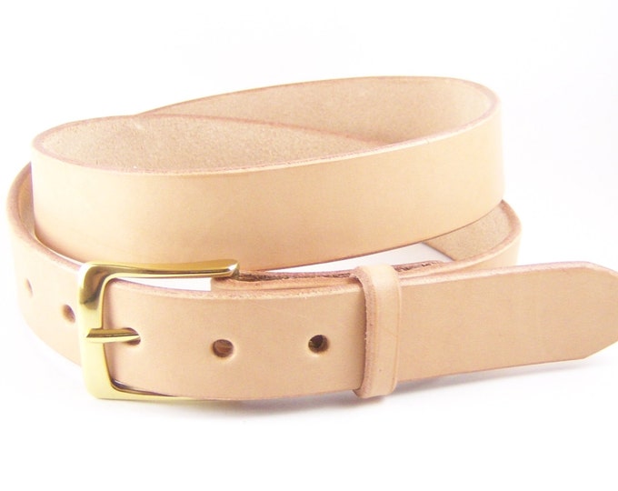Featured listing image: Natural Handmade 1.25 inches wide Hermann Oak leather belt, full grain, solid brass buckle