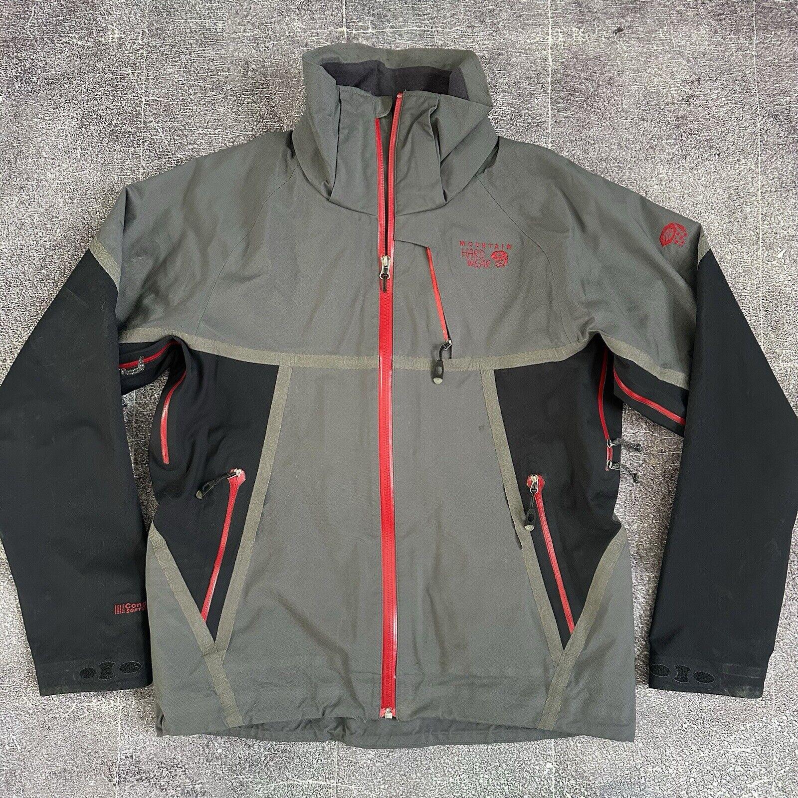 Mens Vintage Mountain Hardwear Conduit Softshell Gray Black Ski
