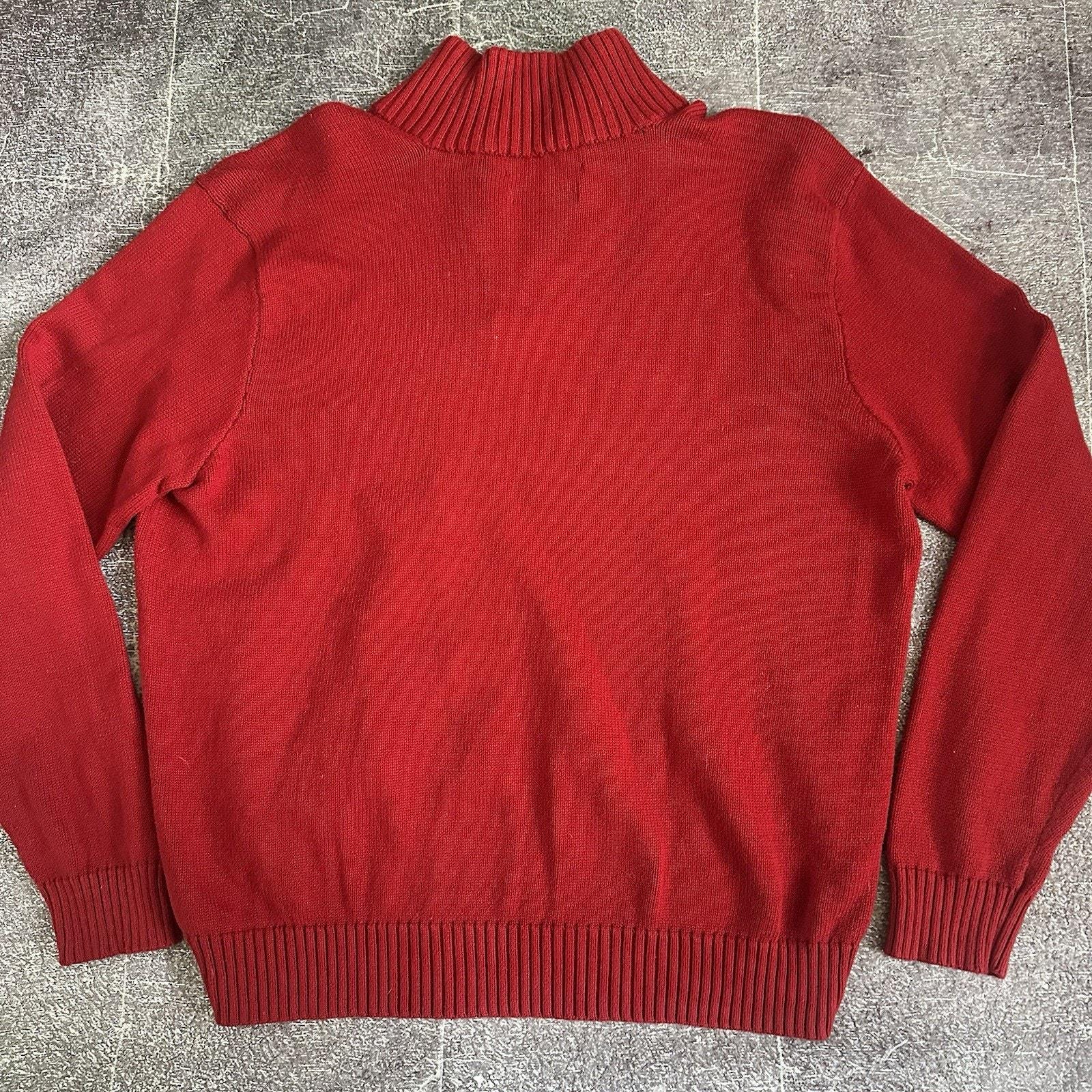 Men's Vintage 90's Polo Ralph Lauren Red Henley Knit L/S Pullover
