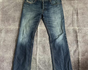 Vintage Y2K Diesel Zatiny donkerblauwe regular bootcut baggy jeans heren maat 36 x 32 inch