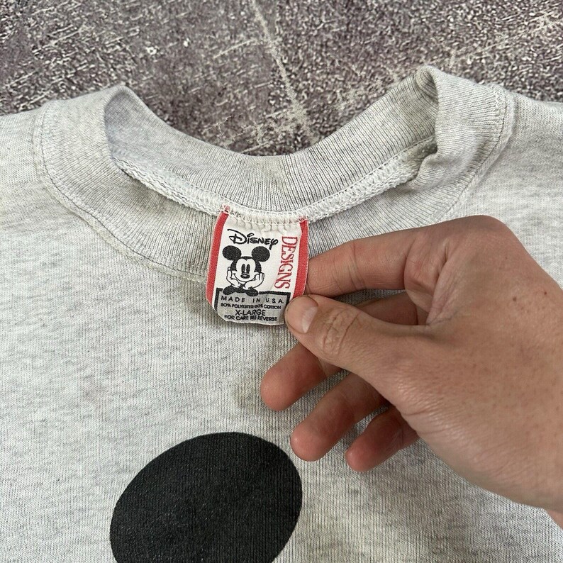 Moletom masculino vintage dos anos 90 da Disney Mickey Mouse Heather Grey Crewneck tamanho XL imagem 3