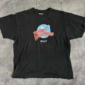 Men&#39;s Vintage 90&#39;s Planet Hollywood Maui Hawaii Black Graphic T Shirt Tee Sz XL
