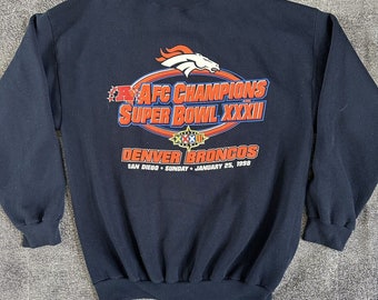 Herren Vintage 90er Jahre Logo 7 Denver Broncos Super Bowl Crewneck Sweatshirt Sz XL