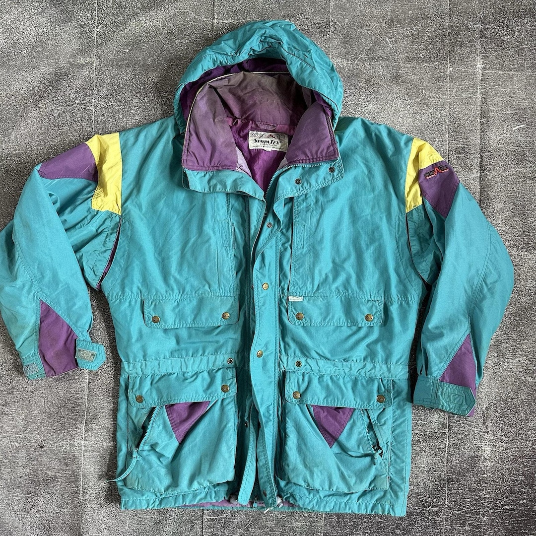 Men's Vintage 90s Vaude Teal Blue Purple Color Block Winter Ski