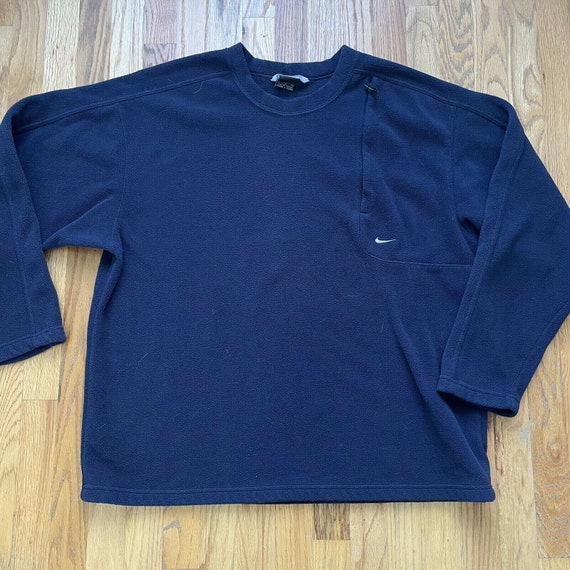 Men s Vintage 90 s Nike Mini Swoosh Check Navy Blue Fleece