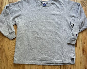 Men's Vintage 90s Champion Heather Gray Blank Crewneck Pullover Sweatshirt Sz XL