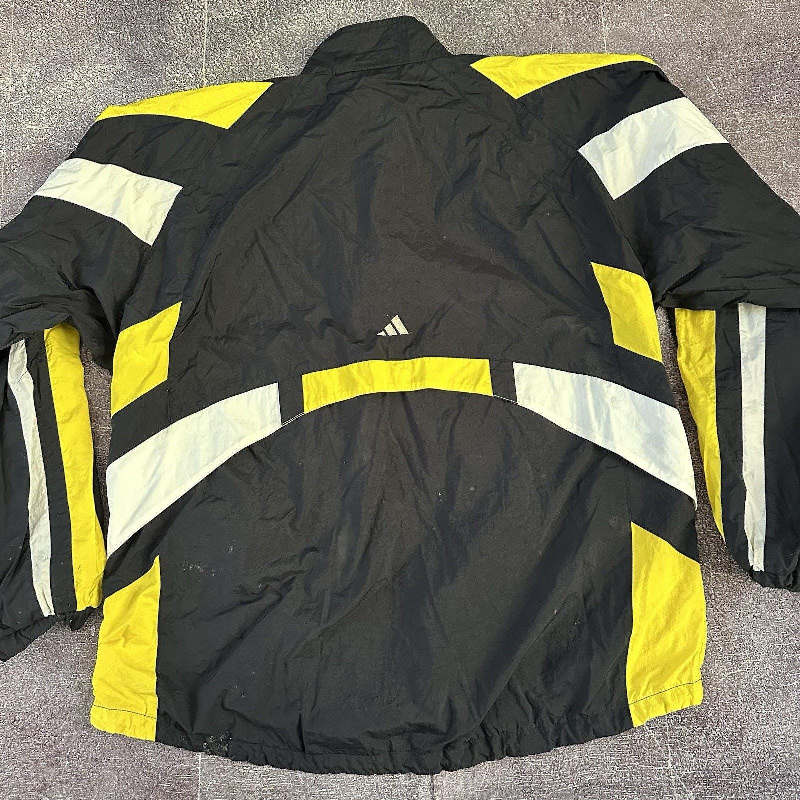 Men's Vintage 90's Adidas Mesh Lined Yellow Black Zip up