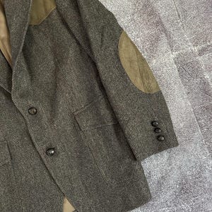 Men's Vintage Pendleton USA Tweed Wool Leather Elbow Patch Herringbone Sports Coat Sz 38 image 2