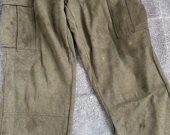 Men's Vintage 70s Serios German Military Green Wool Double Knee