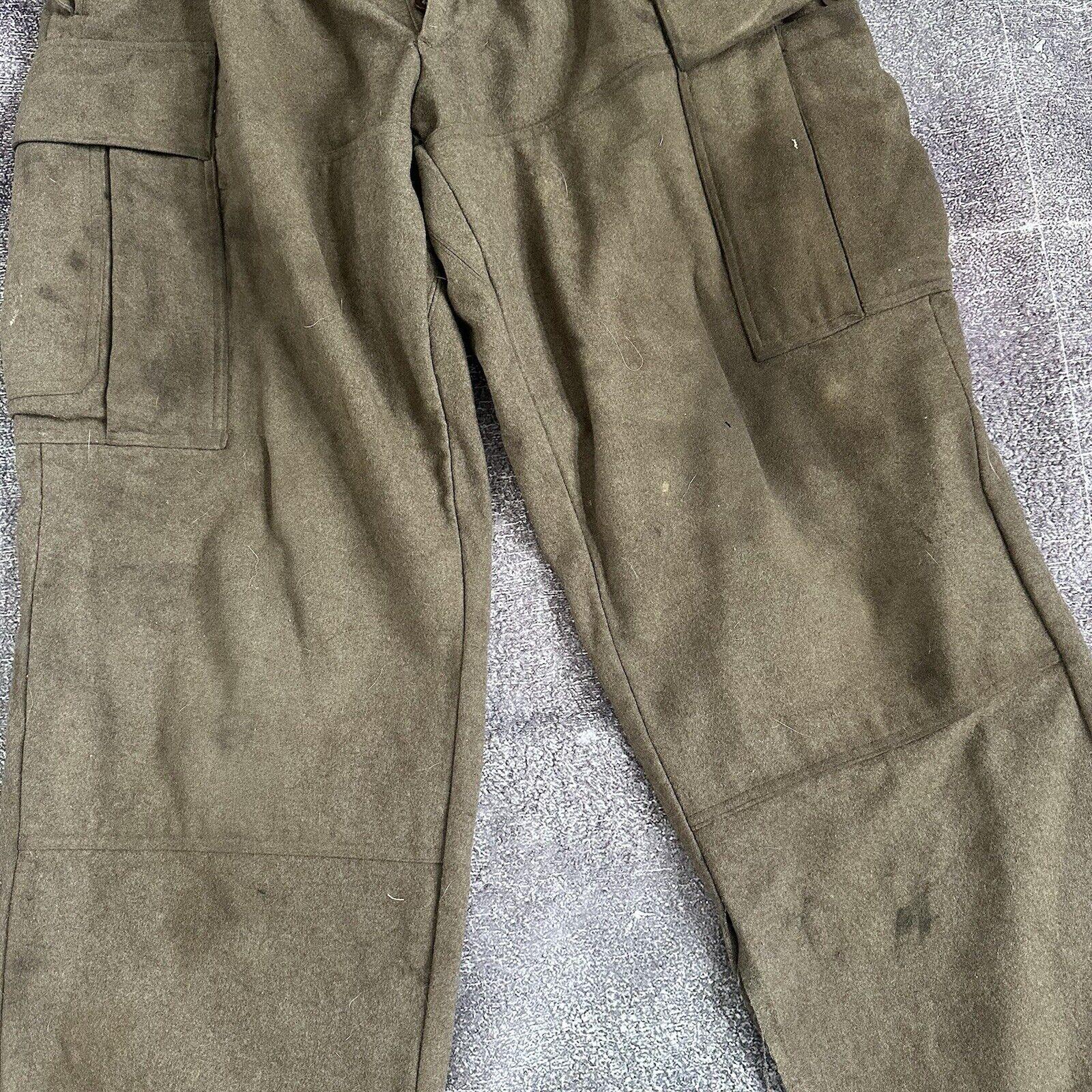 Men's Vintage 70s Serios German Military Green Wool Double Knee