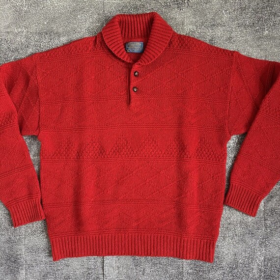 Men's Vintage 70's Pendleton USA Red Wool Tribal … - image 1
