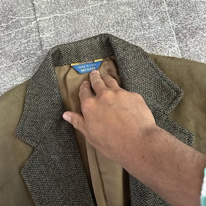 Men's Vintage Pendleton USA Tweed Wool Leather Elbow Patch Herringbone Sports Coat Sz 38 image 3
