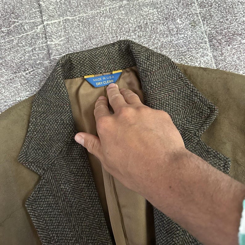 Men's Vintage Pendleton USA Tweed Wool Leather Elbow Patch Herringbone Sports Coat Sz 38 image 3