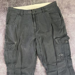 Men's Vintage 90's Mammut Gray Cotton Canvas Cargo Champ Hiking Pants Sz 34 X 32 image 2