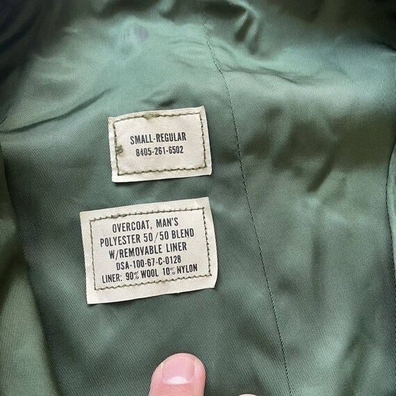 Men's Vintage US Army Overcoat Forest Green Wool … - image 3