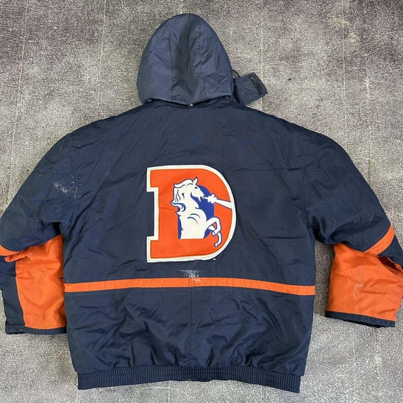 Men's Vintage 90's Nike Denver Broncos Navy Blue Orange Puffer