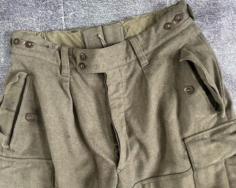 Men's Vintage 70s Serios German Military Green Wool Double Knee