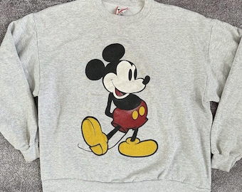 Men's Vintage 90's Disney Mickey Mouse Heather Gray Crewneck Sweatshirt Sz XL