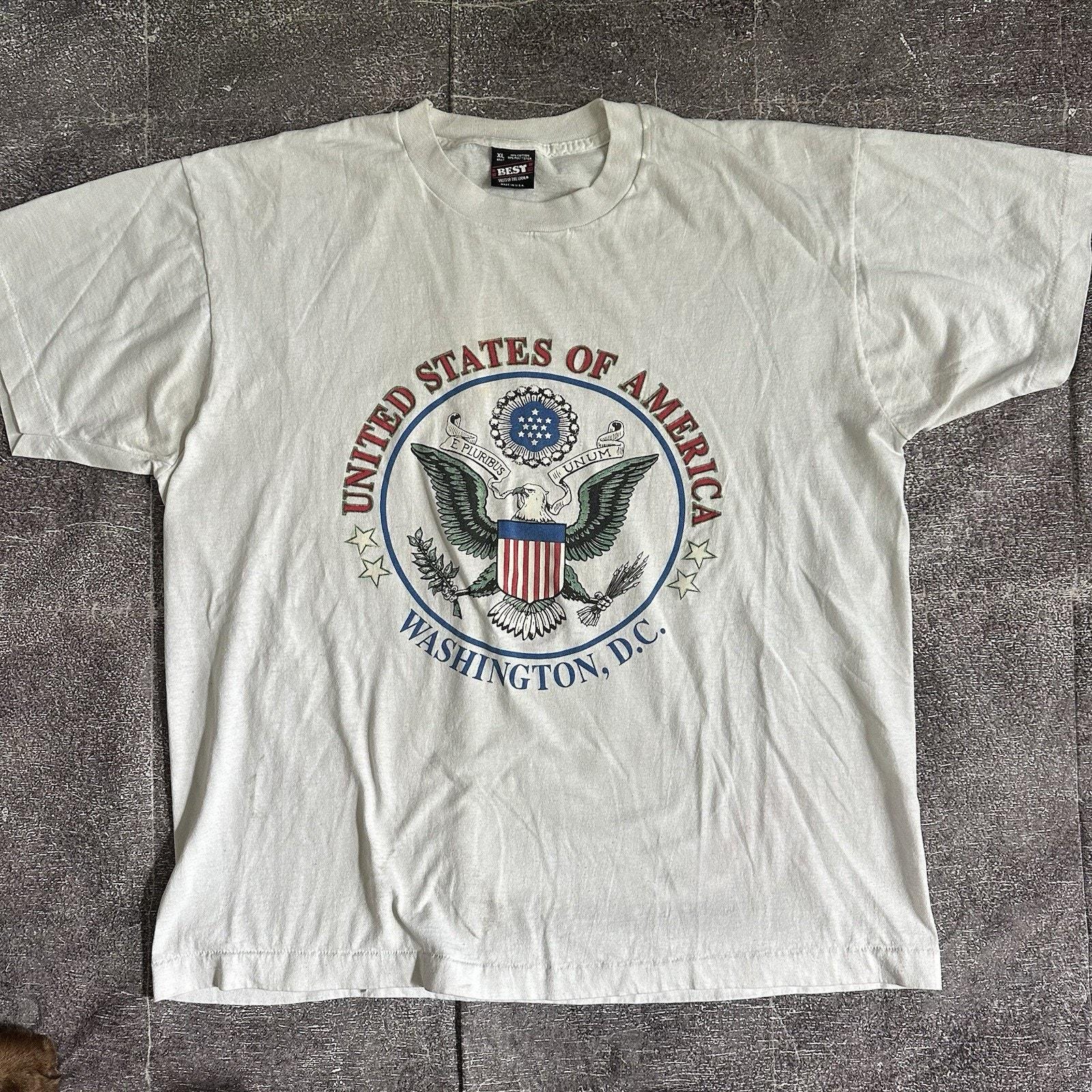 Men's Vintage 90s United States of America Washington DC Crest T Shirt Tee Sz XL