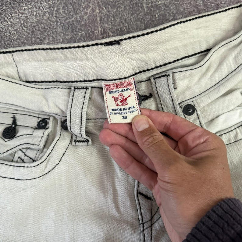 Dam vintage Y2K True Religion USA Billy Boot Cut utsvängda blå jeans storlek 30 x 31 bild 3
