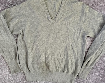 Suéter Forstmann vintage de los años 60, 100 % cachemira, gris, con cuello en V, talla 44