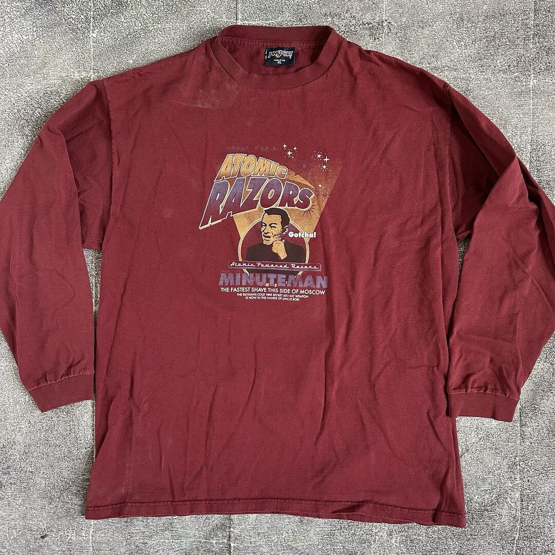 Men's Vintage Jansport Uncle Bob's Atomic Razors Long Sleeve T Shirt ...