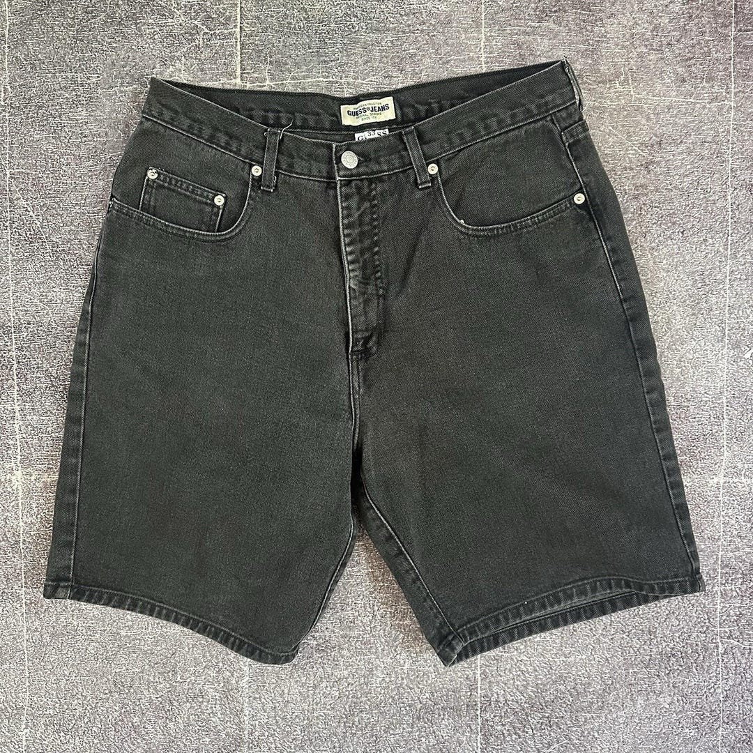 パンツ 90s GUESS USA black denim half pants W33 Men's Vintage 90's Guess USA Black Denim 9