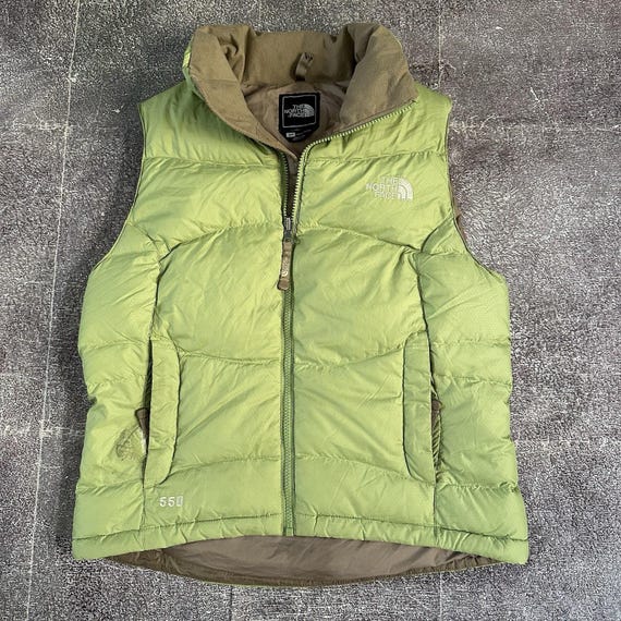 ツ*ム様 THE NORTH FACE nuptse down vest y2k Women's Vintage Y2K the North Face Green Tan 550 Down Nuptse