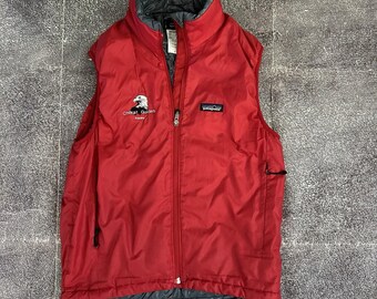 Vintage 90s PATAGONIA Bomber Jacket Fleece Red Colour Mountain