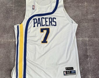 Vintage 90s Champion Jersey Indiana Pacers NBA Pinstripe #4 Travis