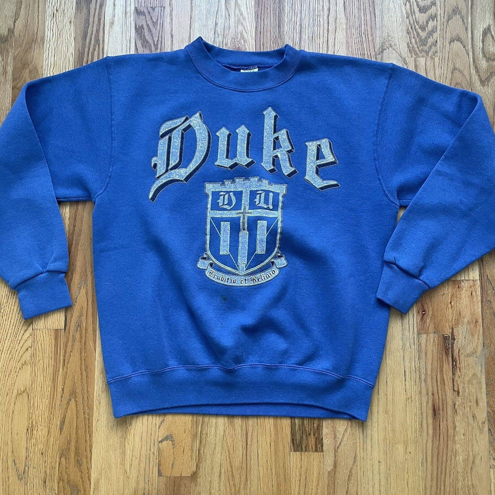 Hombres Vintage 90 s Duke Blue Devils Crewneck Spell Out Sudadera Sz L