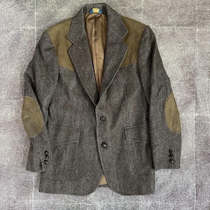 Men's Vintage Pendleton USA Tweed Wool Leather Elbow Patch Herringbone Sports Coat Sz 38 image 1