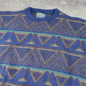 Men's Vintage 80's Pendleton Tribal Aztec Wool Crewneck Pullover Sweatshirt Sz L image 2