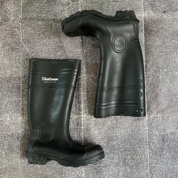 Men's Vintage 80's Lacrosse USA Authentic Black Mid Calf Rubber