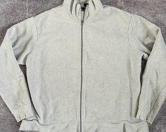 Herr Vintage 90-tals Polo Ralph Lauren Heather Grey Blank Zip Sweatshirt Storlek L