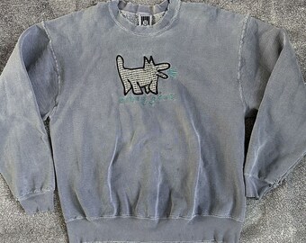 Men's Vintage 90's Keith Haring Barking Dog Pikes Peak Crewneck Sweatshirt Sz L