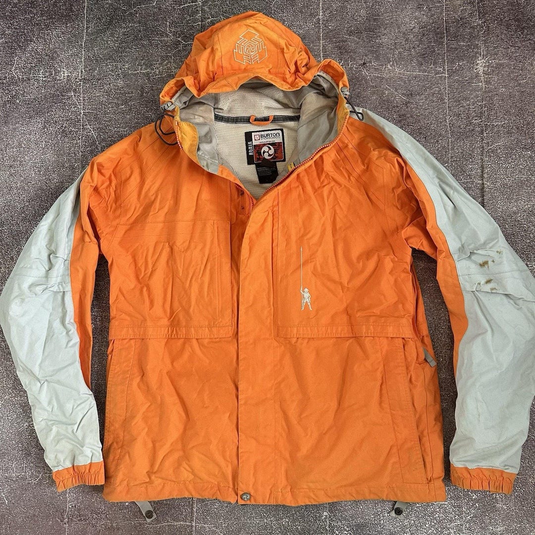 Mens Vintage Y2K Burton Ronin Orange Ivory Mesh Lined Snowboard