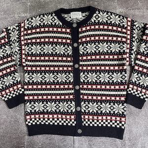 Women's Vintage 80's Pendleton USA Fair Isle Wool Cardigan Sweater Jacket Sz M image 1