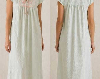 Women's Vintage 70's Nite Kraft Pastel Blue Pink Lace Nightgown Maxi Dress Sz 36