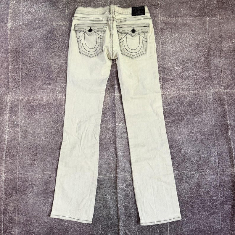 Dam vintage Y2K True Religion USA Billy Boot Cut utsvängda blå jeans storlek 30 x 31 bild 4