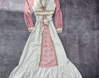 Women&#39;s Vintage 70s Gunne Sax Prairie Cotton Floral Maxi Cottagecore Dress Sz XS