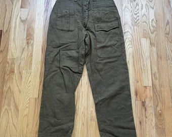 Mens Vintage 60s US Military Army Green Wool M-65 Field Trouser Pants Sz 30 X 32