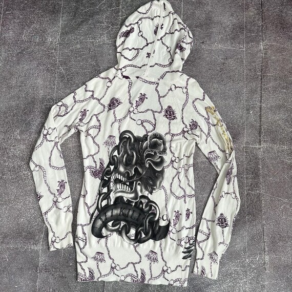 Women's Vintage Y2K Christian Audigier Ed Hardy White Hoodie
